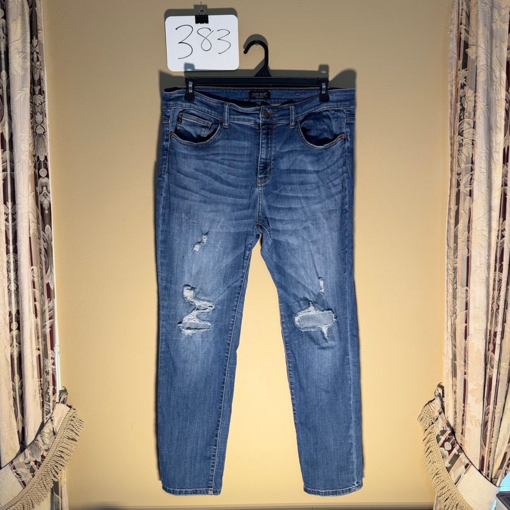 Judy Blue Distressed Skinny Jeans Medium Wash Blue Denim 18W Distressed